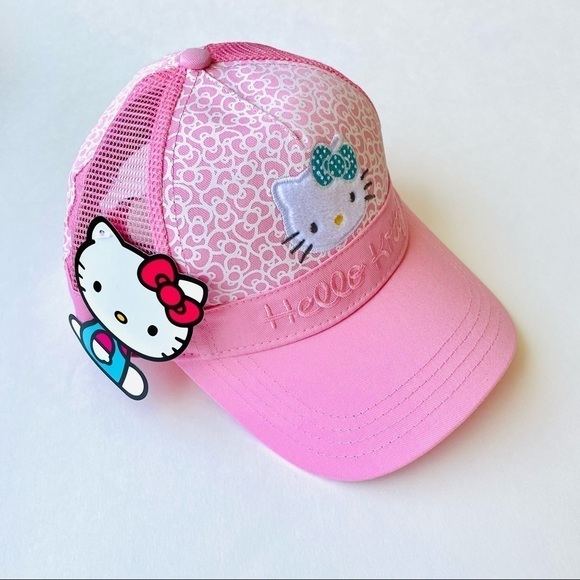 HELLO Kitty Pink Mesh Trucker Hat Women + Girls - Picture 7 of 16